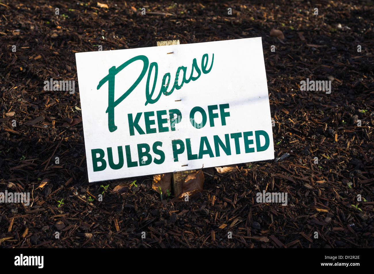 Sign 'Please Keep Off Bulbs Planted' Stock Photo