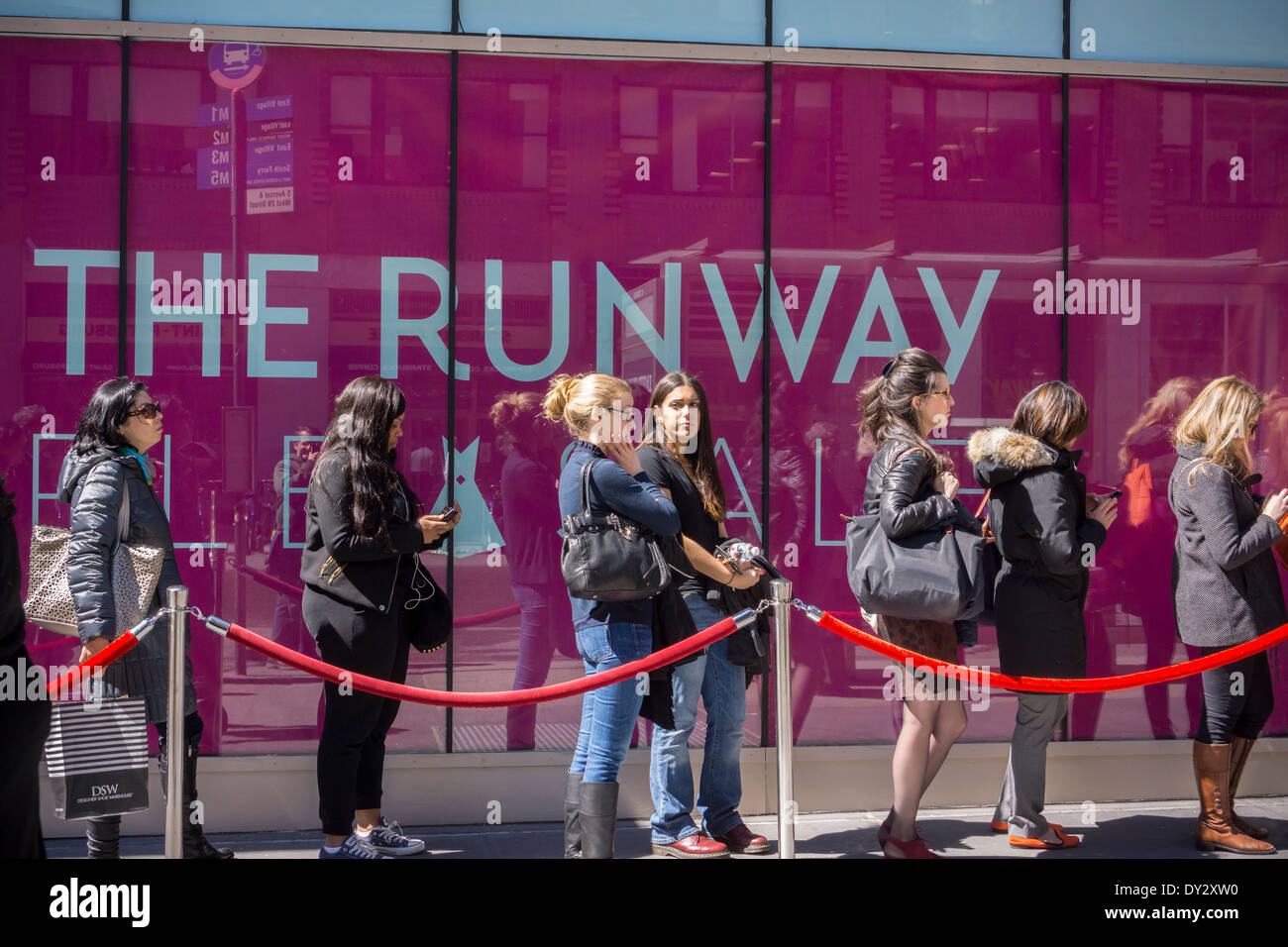 Shoppers line up at the Rent The Runway sample sale in New York on Tuesday, April 1, 2014. (© Richard B. Levine) Stock Photo