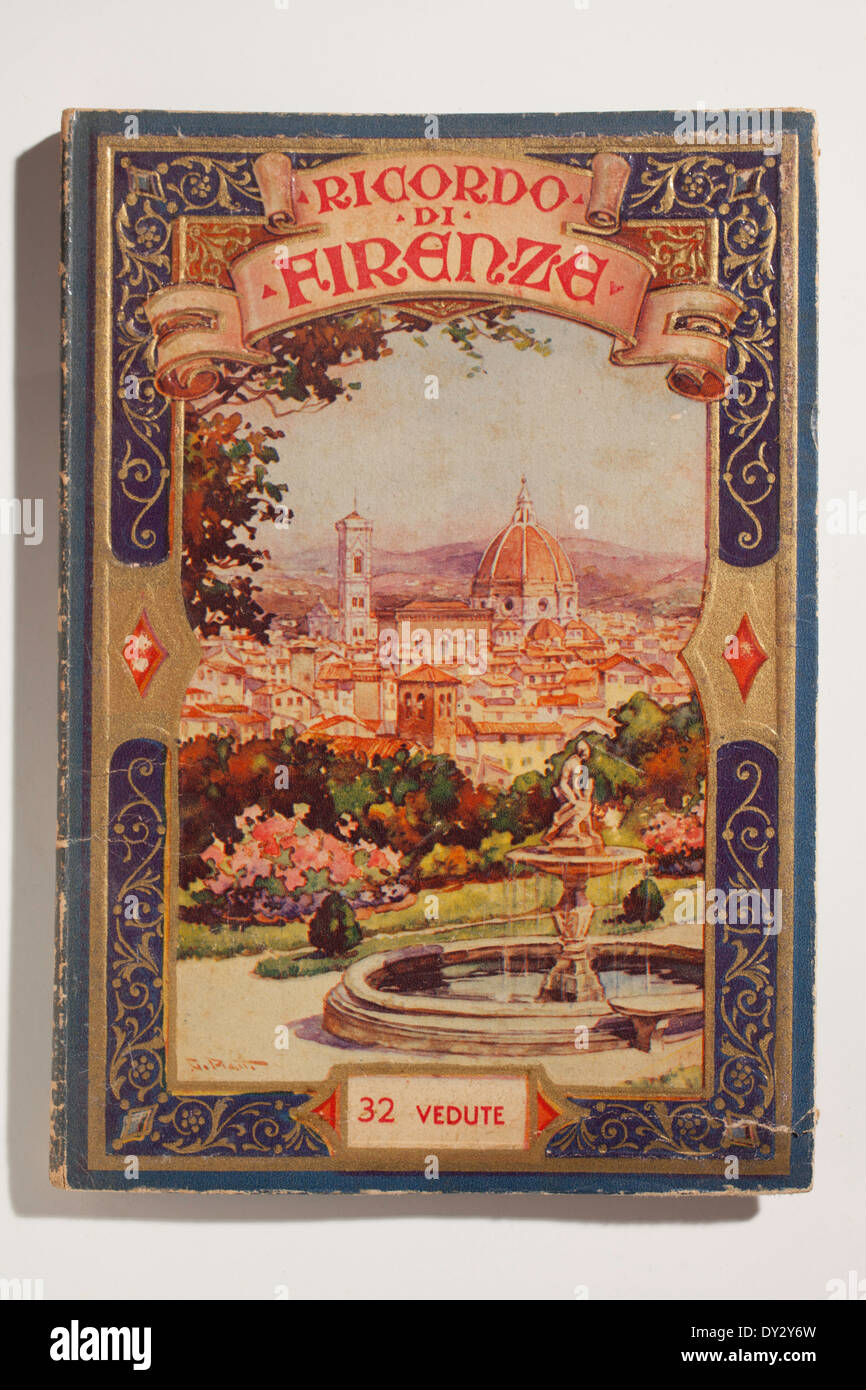 Old tourist souvenir from Florence, a collection of photographs in an accordion binding. Stock Photo