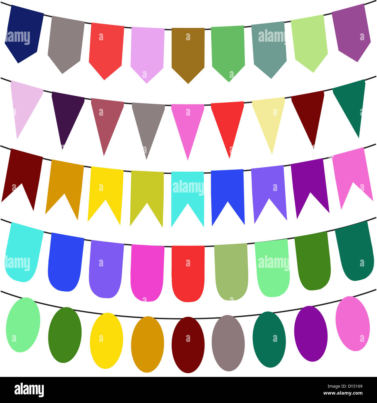 Vector bunting and garland set Stock Photo - Alamy