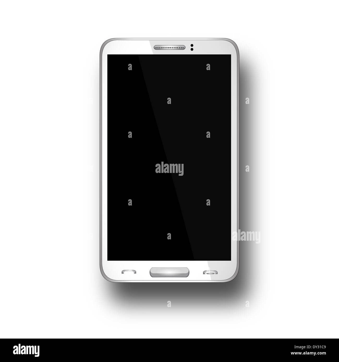 Realistic mobile phone with blank screen isolated on white background ...