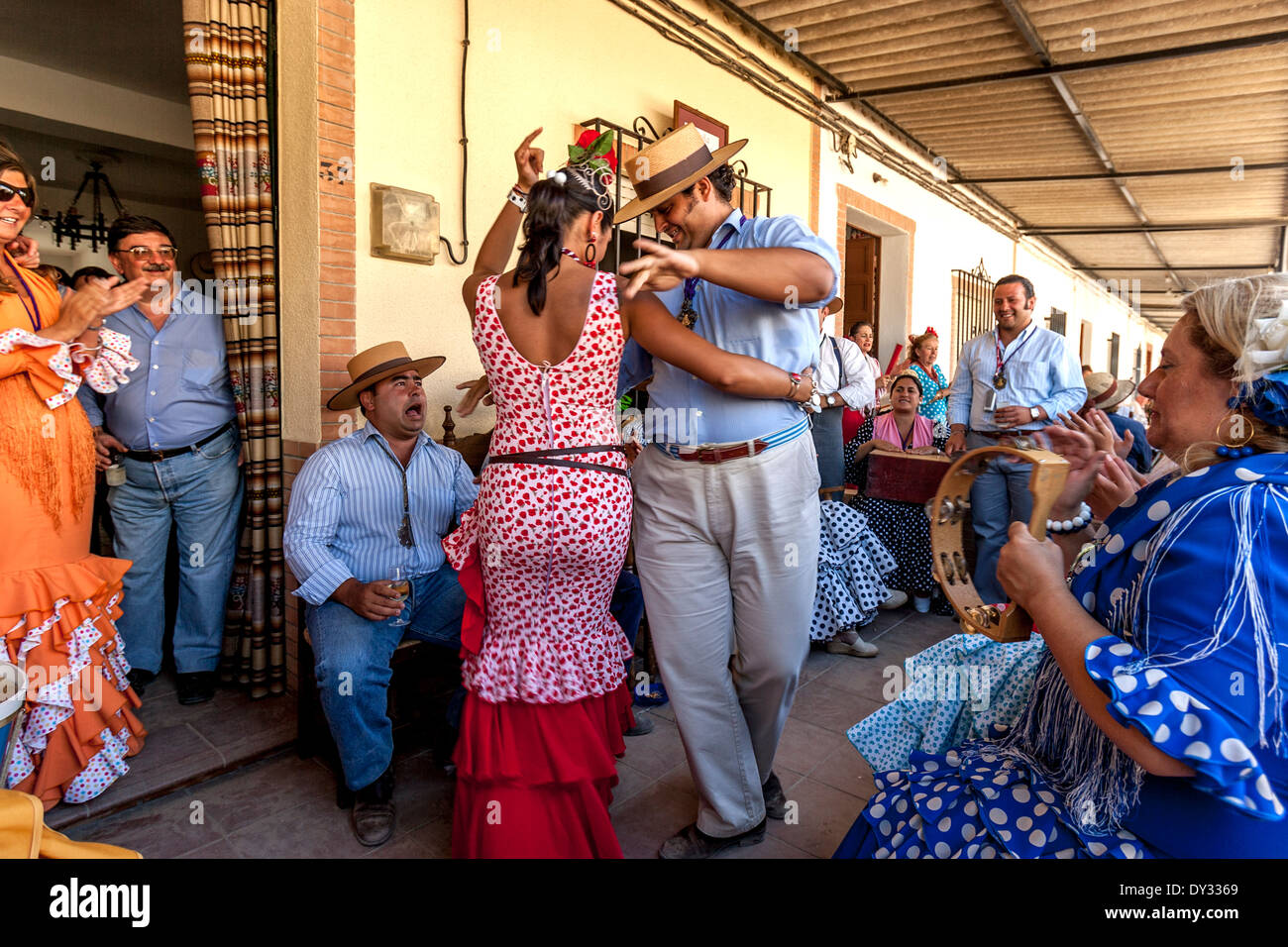 Flamenco Dancing, El Rocio Festival, El Rocio, Andalusia, Spain Stock