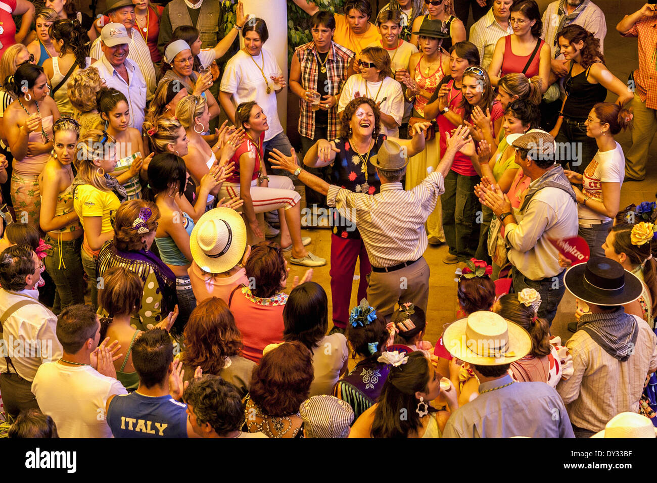 Flamenco Dancing, El Rocio Festival, El Rocio, Andalusia, Spain Stock