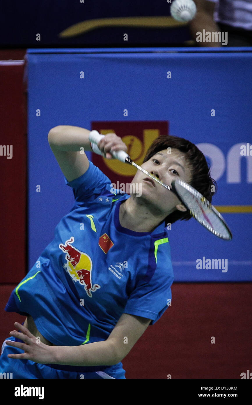 New Dalhi, India. 4th Apr, 2014. China's Liu Xin competes during the