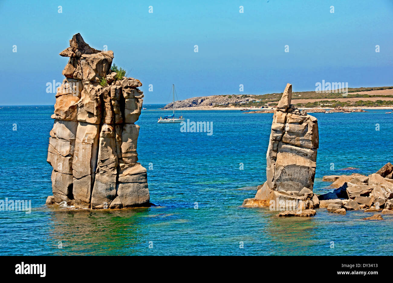 National Monument 'Le Colonne di San Pietro'  San Pietro Island- Sardinia Stock Photo