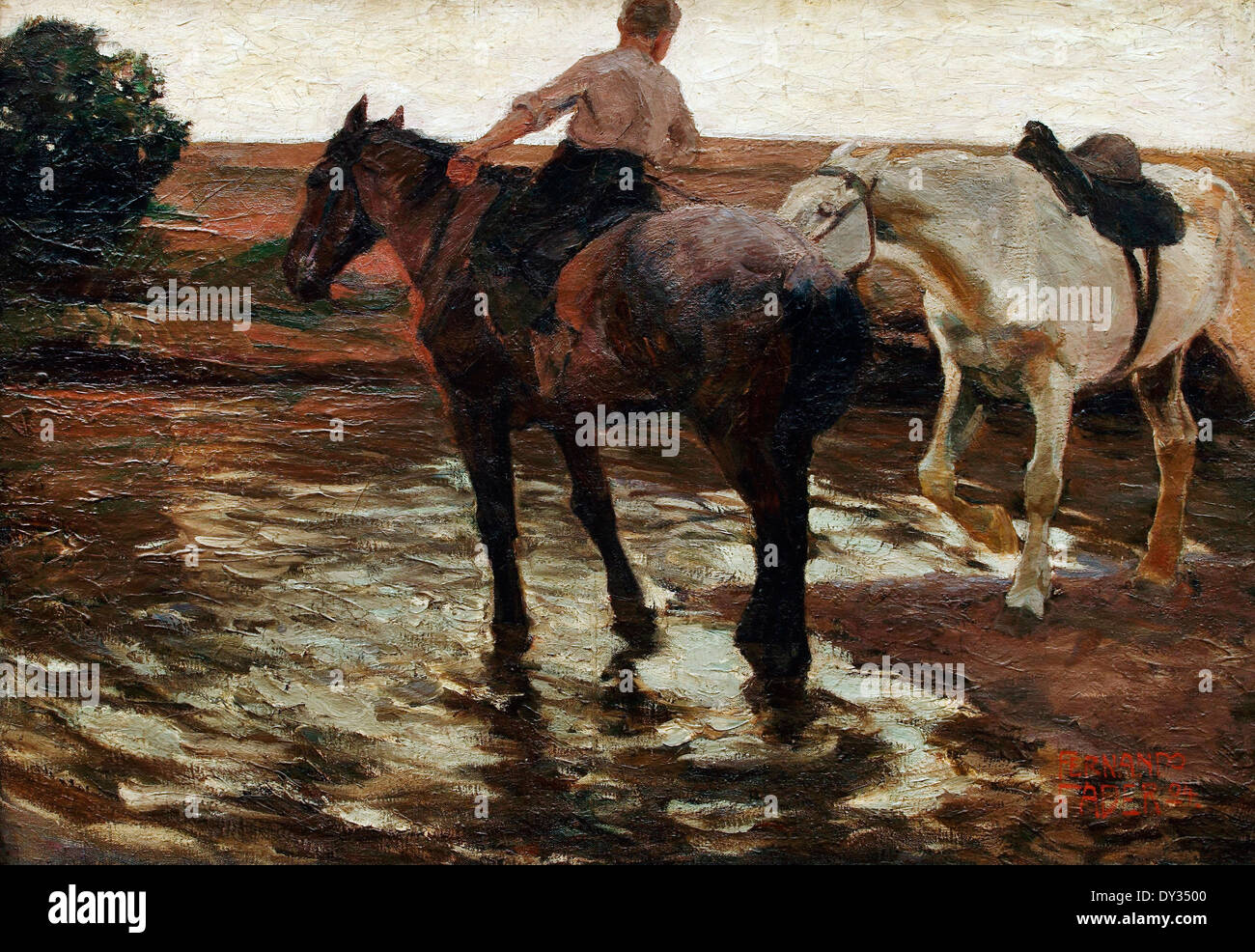 Fernando Fader, Caballos 1904 Oil on canvas. National Museum of Fine Arts in Buenos Aires, Argentina. Stock Photo