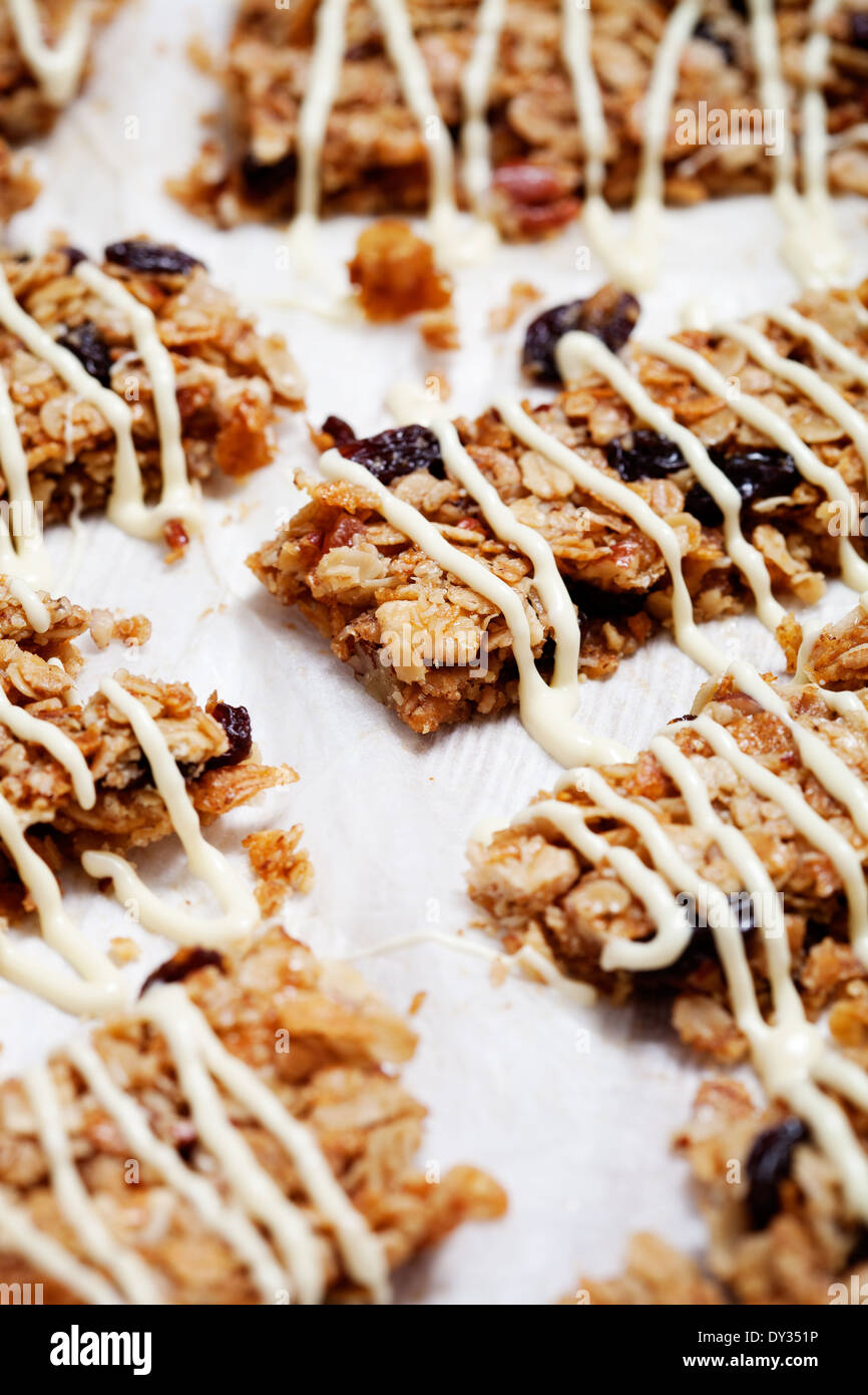 Homemade granola bars with fresh muesli and raisins Stock Photo Alamy