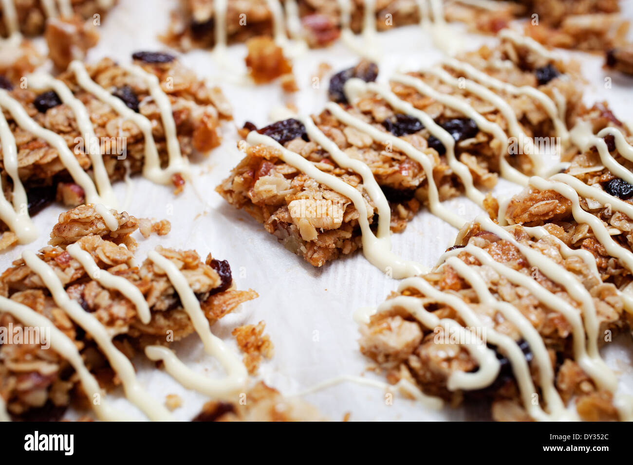 Homemade granola bars with fresh muesli and raisins Stock Photo Alamy