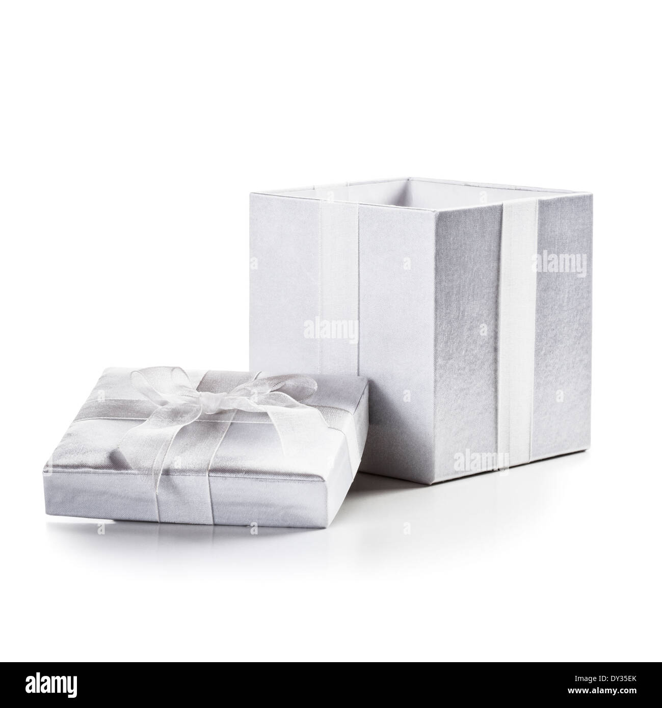 White box with ribbon bow isolated on white background clipping path ...
