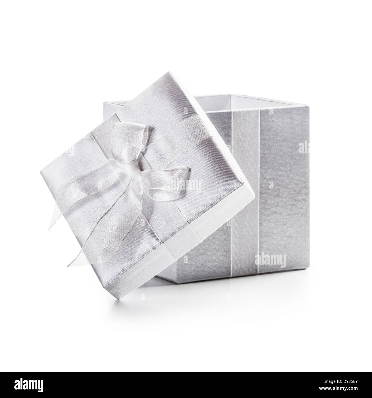 White box with ribbon bow isolated on white background clipping path ...