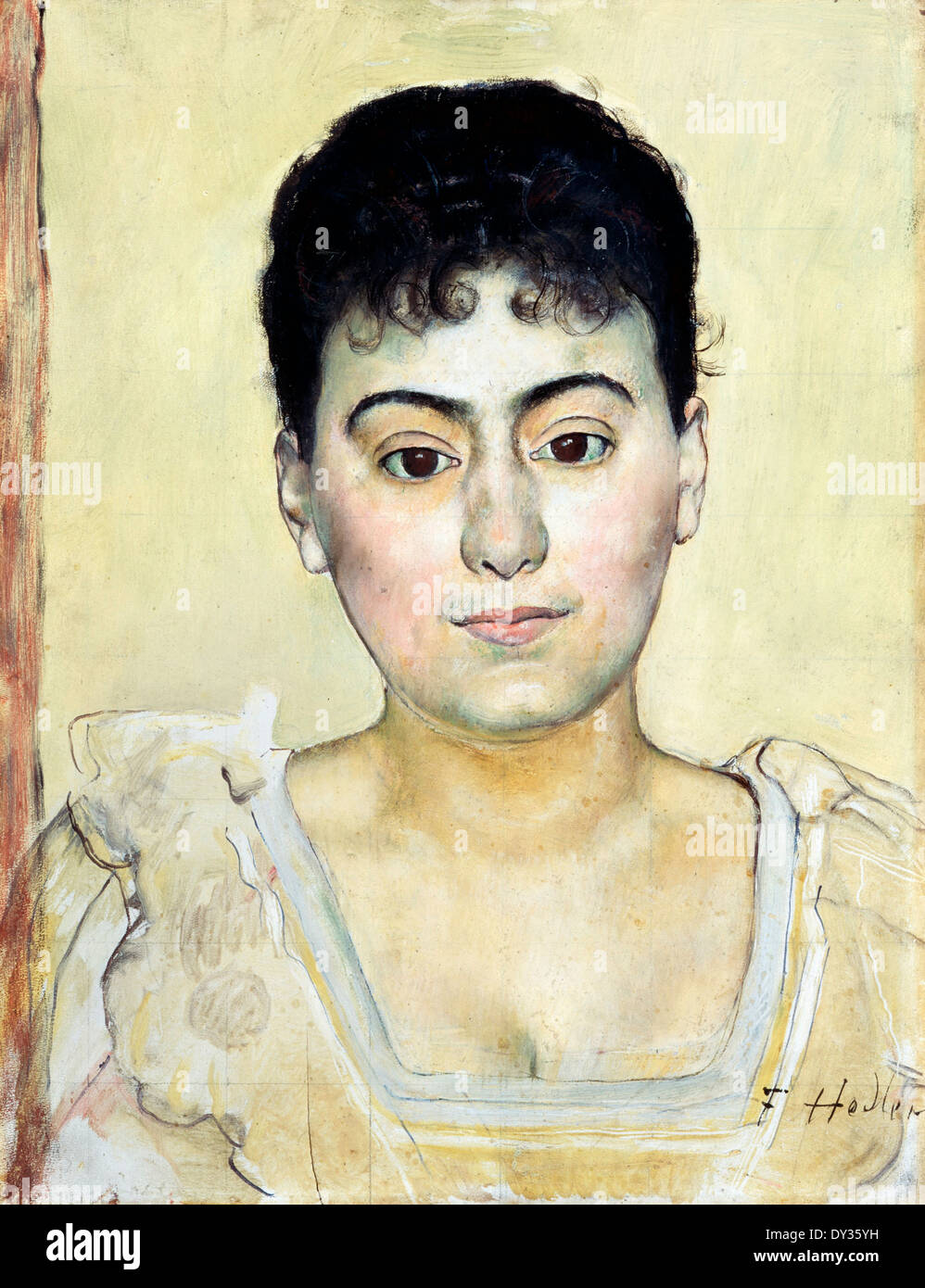 Ferdinand Hodler, Portrait of Madame de R. 1893 Oil on canvas. New Masters Gallery, Dresden, Germany. Stock Photo