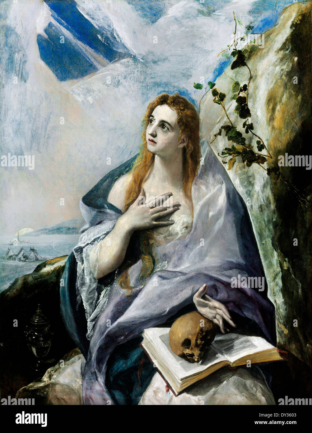El Greco, The Penitent Magdalene 1576-1577 Oil on canvas. Museum of Fine Arts, Budapest, Hungary. Stock Photo