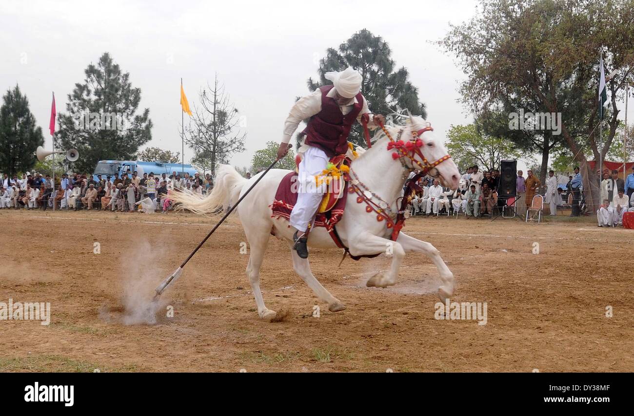 PAKISTAN, IslamabadApril 05A Pakistani horse rider wearing the