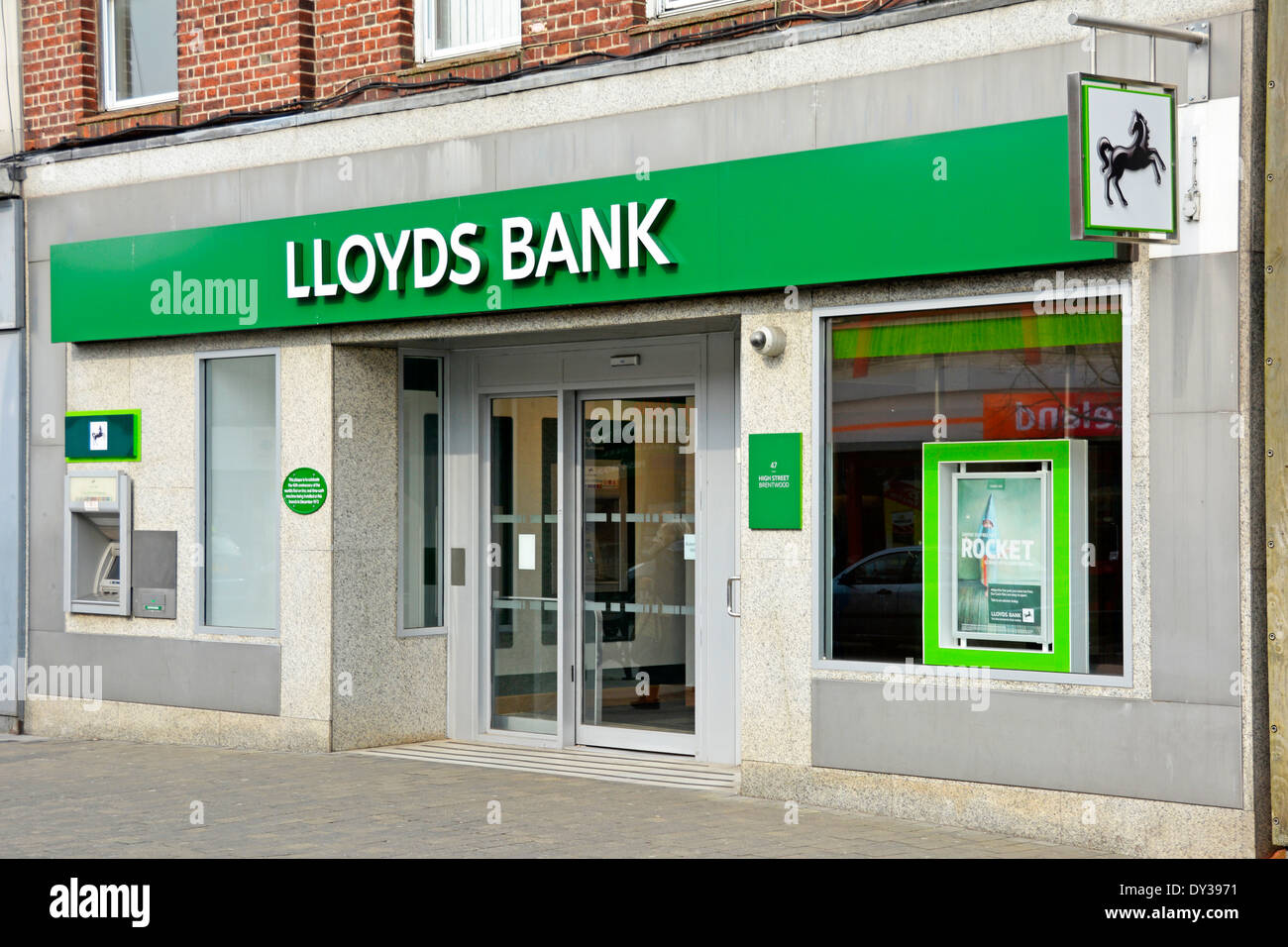 New Lloyds bank shop front styling after split up of Lloyds TSB Brentwood shopping High Street premises Essex England UK Stock Photo