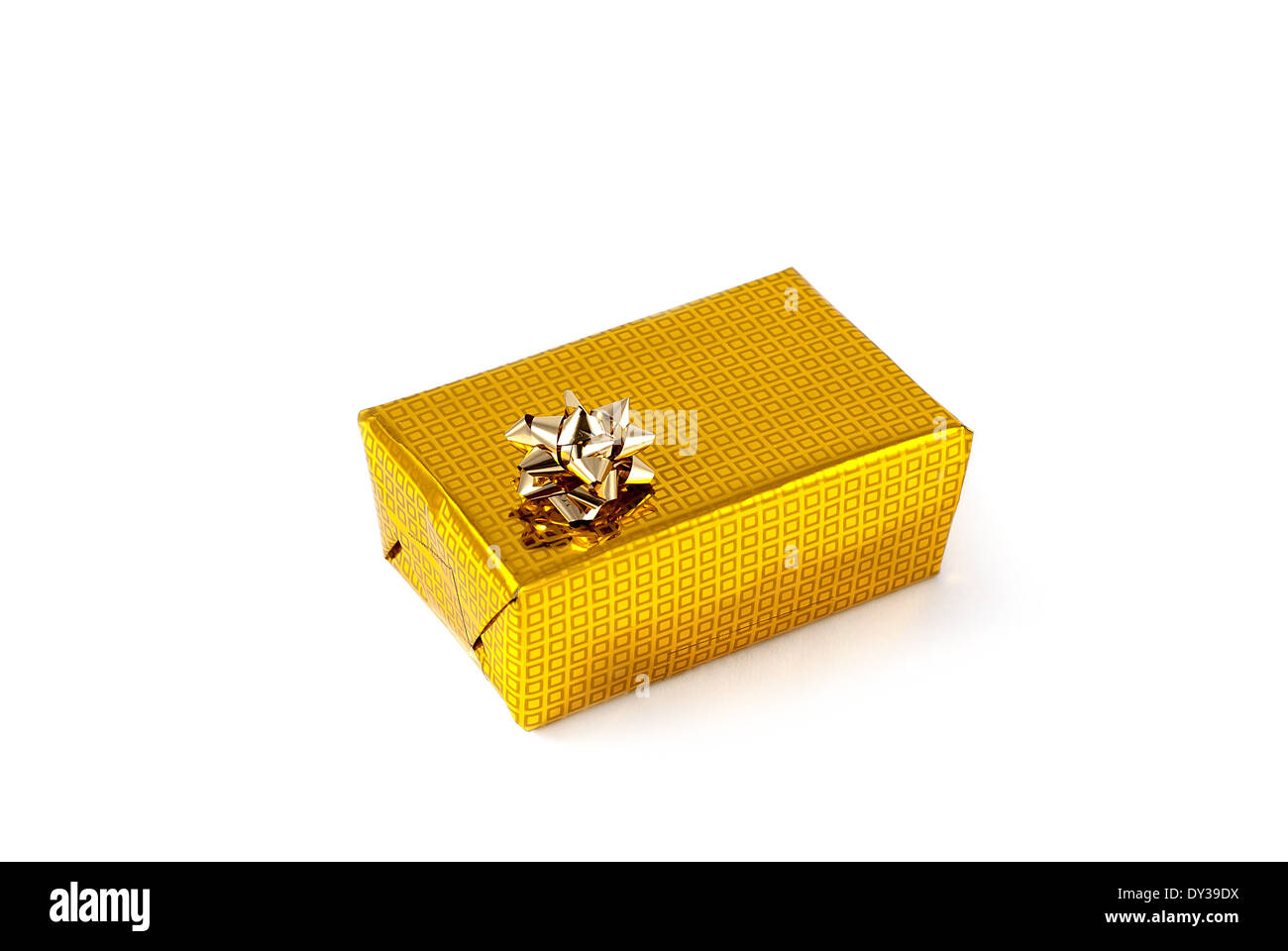 gift box with gold ribbon on white background Stock Photo - Alamy