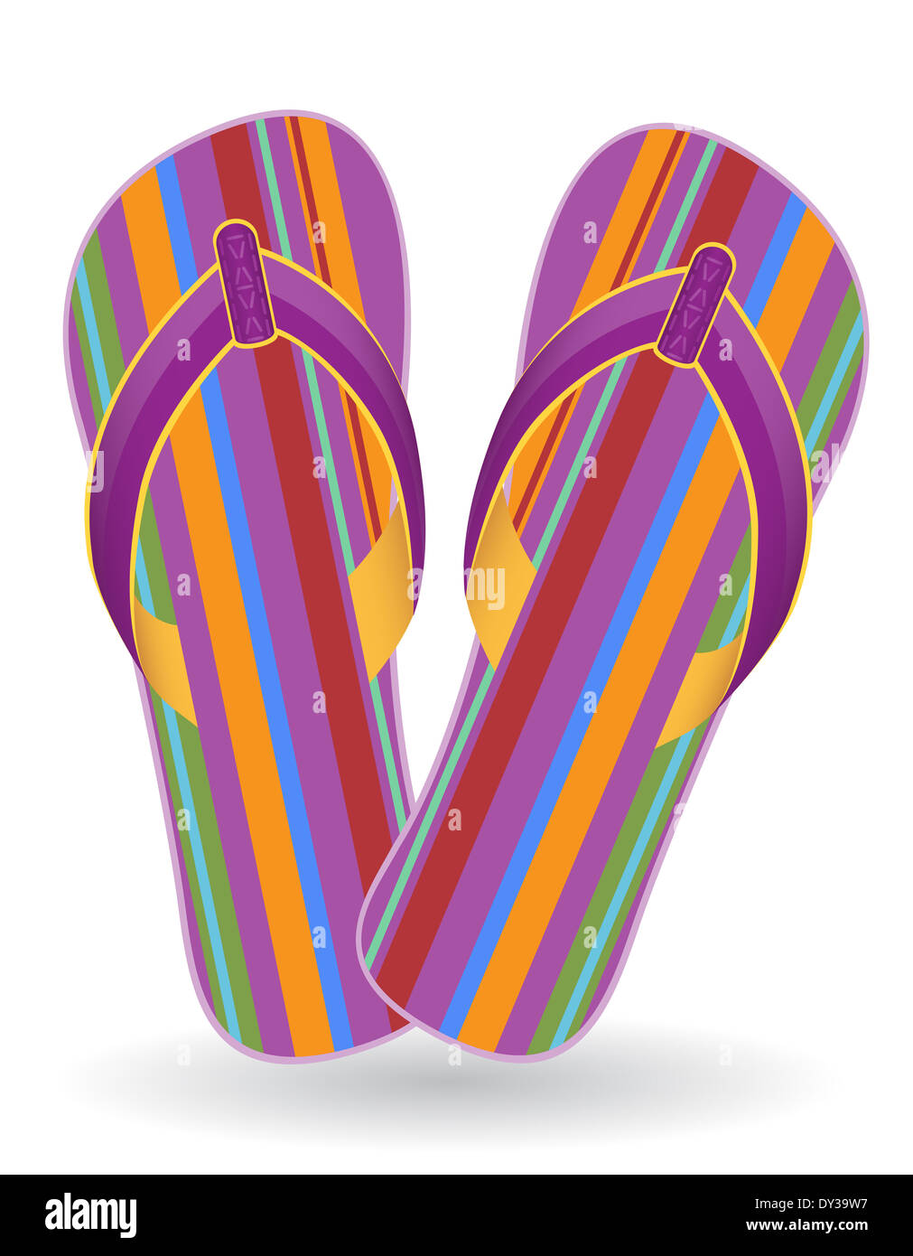 beach flip flops illustration isolated on white background Stock Photo