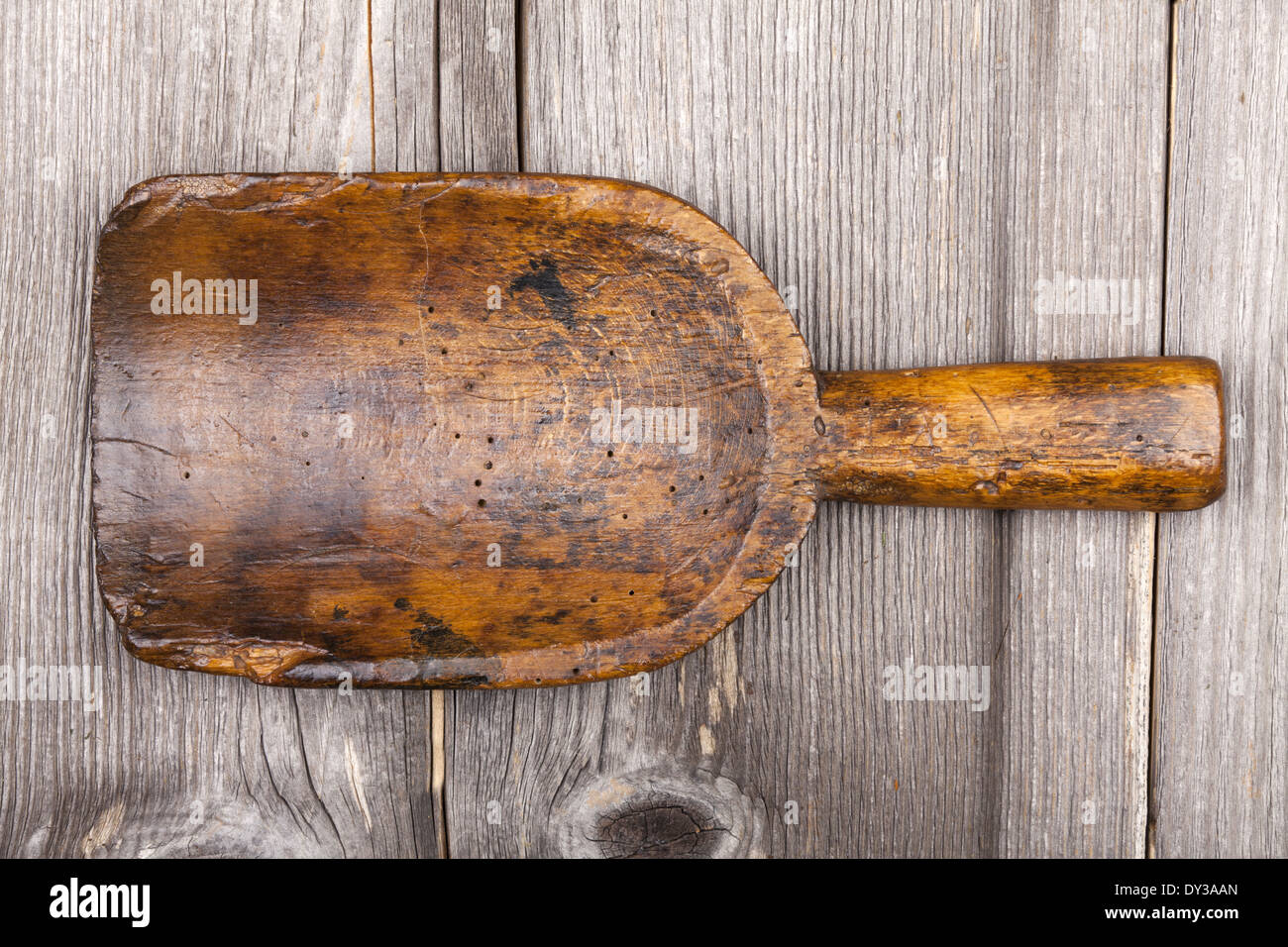 Very old antique wooden flour scoop Stock Photo Alamy