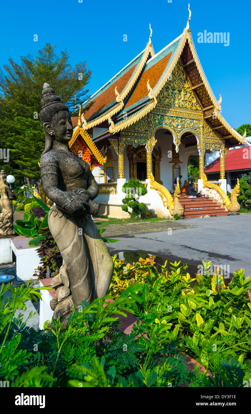 Ancient temple, Wat Chiang Man temple in Chiang Mai, Thailand. Important attractions. Stock Photo