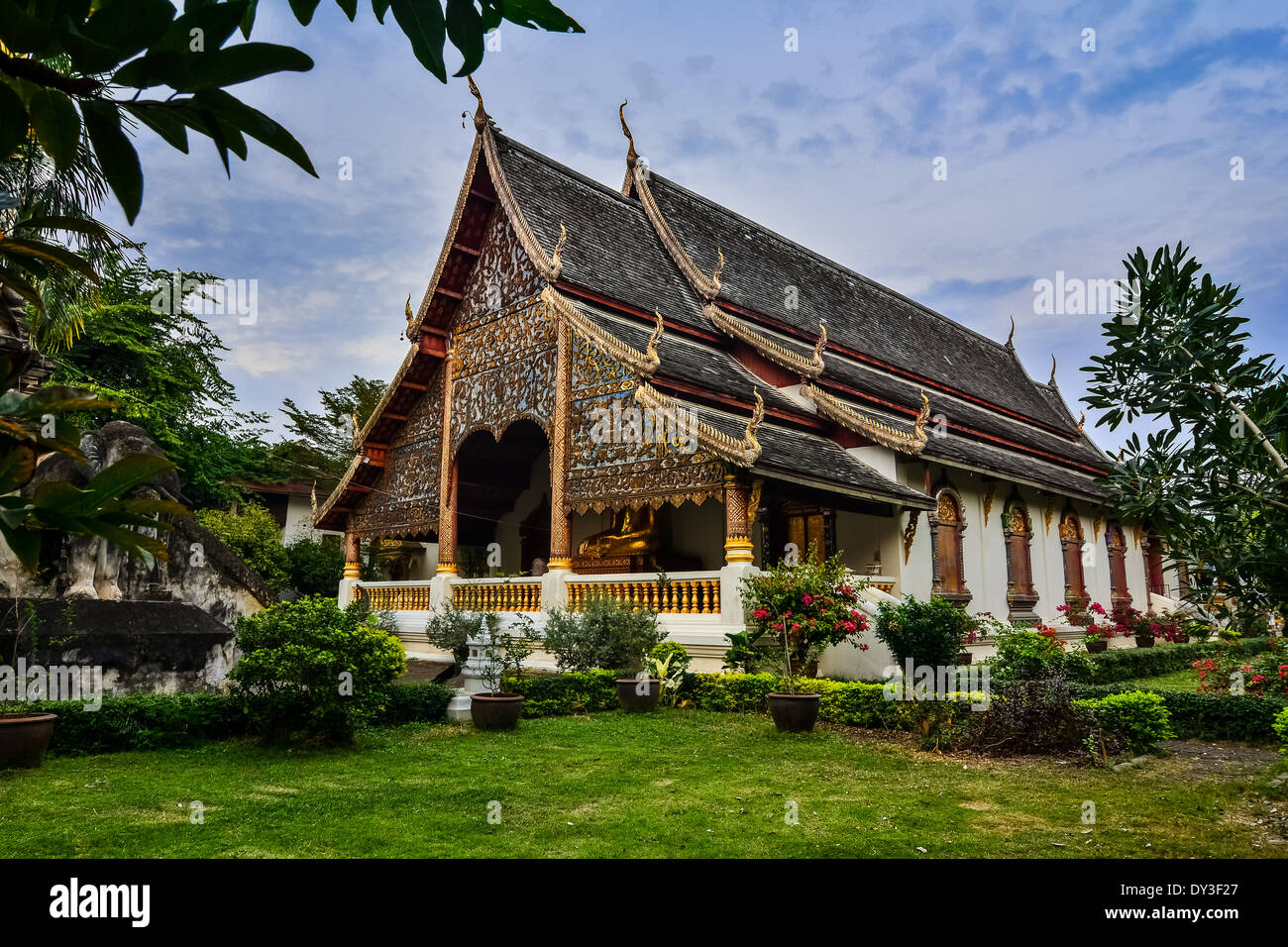 Ancient temple, Wat Chiang Man temple in Chiang Mai, Thailand. Important attractions. Stock Photo