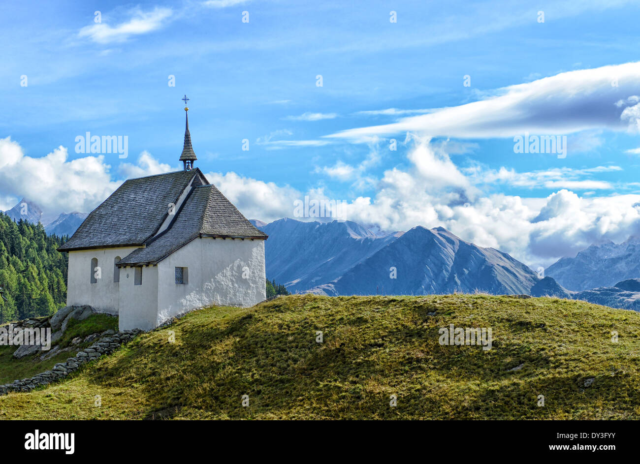 Church in Bettmeralp (Swiss Alps), Switzerland Stock Photo