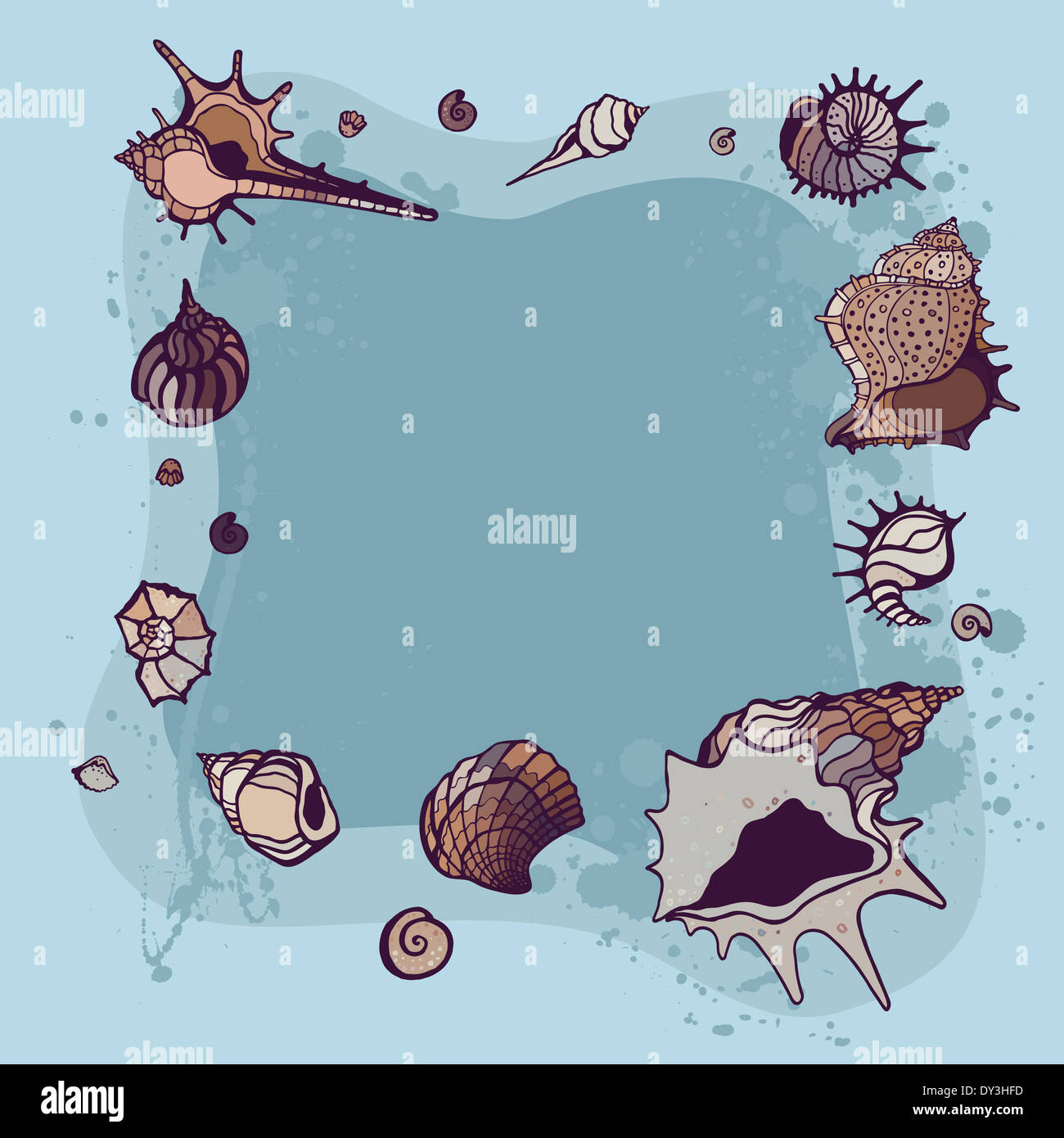 Frame of seashells. Summer background. Vector illustration Stock Photo ...