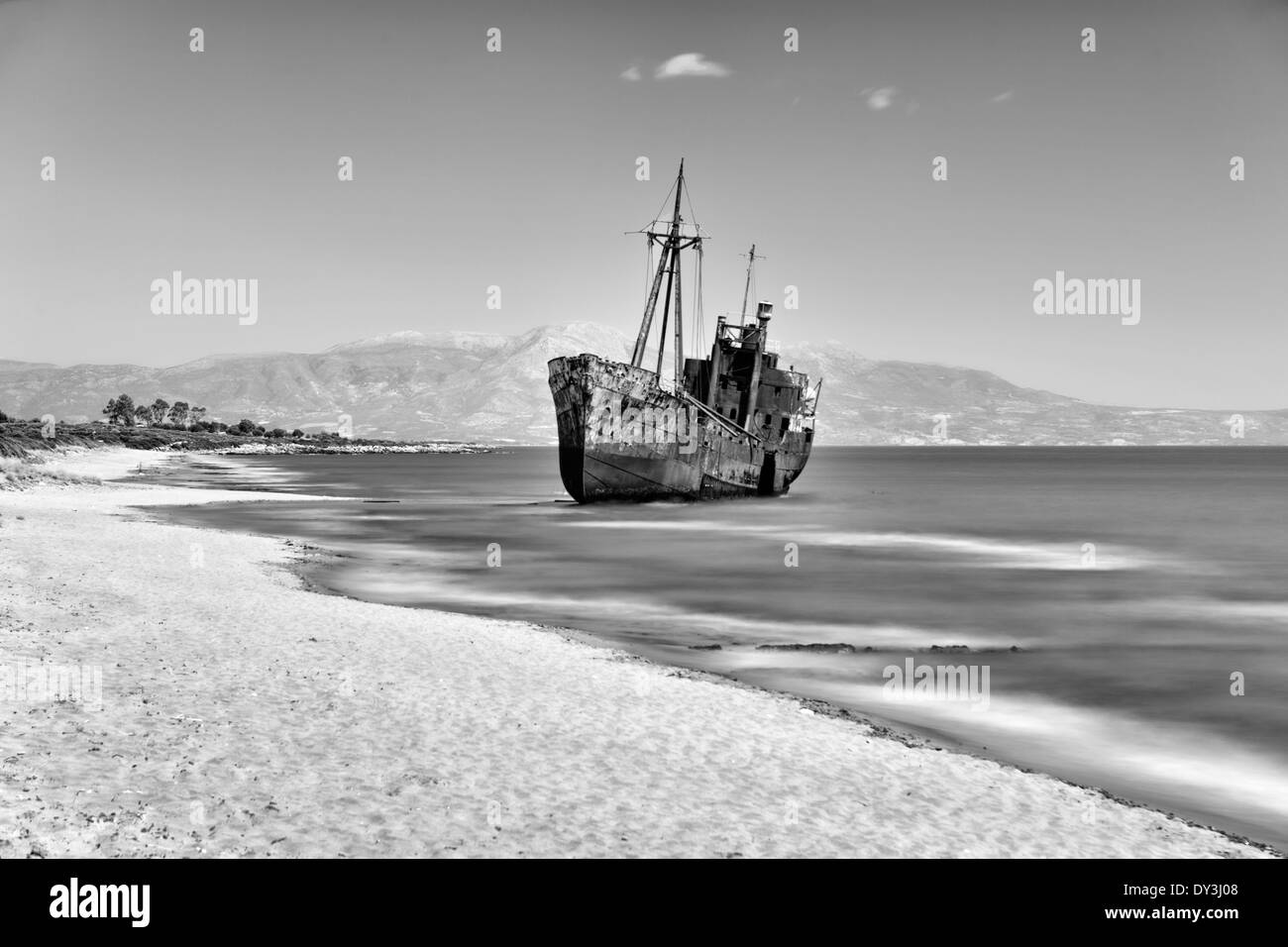 Shipwreck near to Gytheio in Laconia, Greece Stock Photo