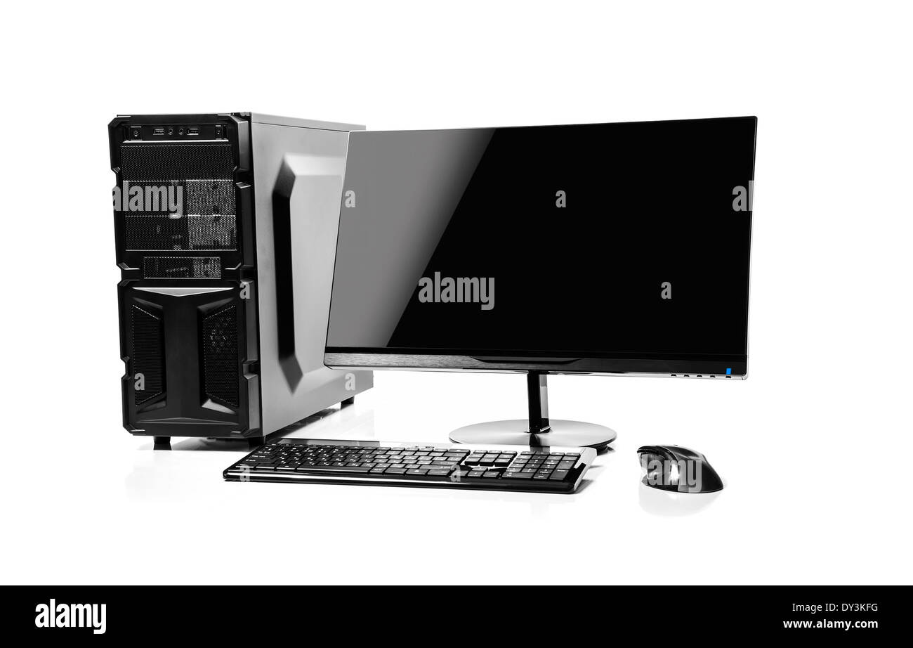 Desktop computer and keyboard and mouse Stock Photo - Alamy