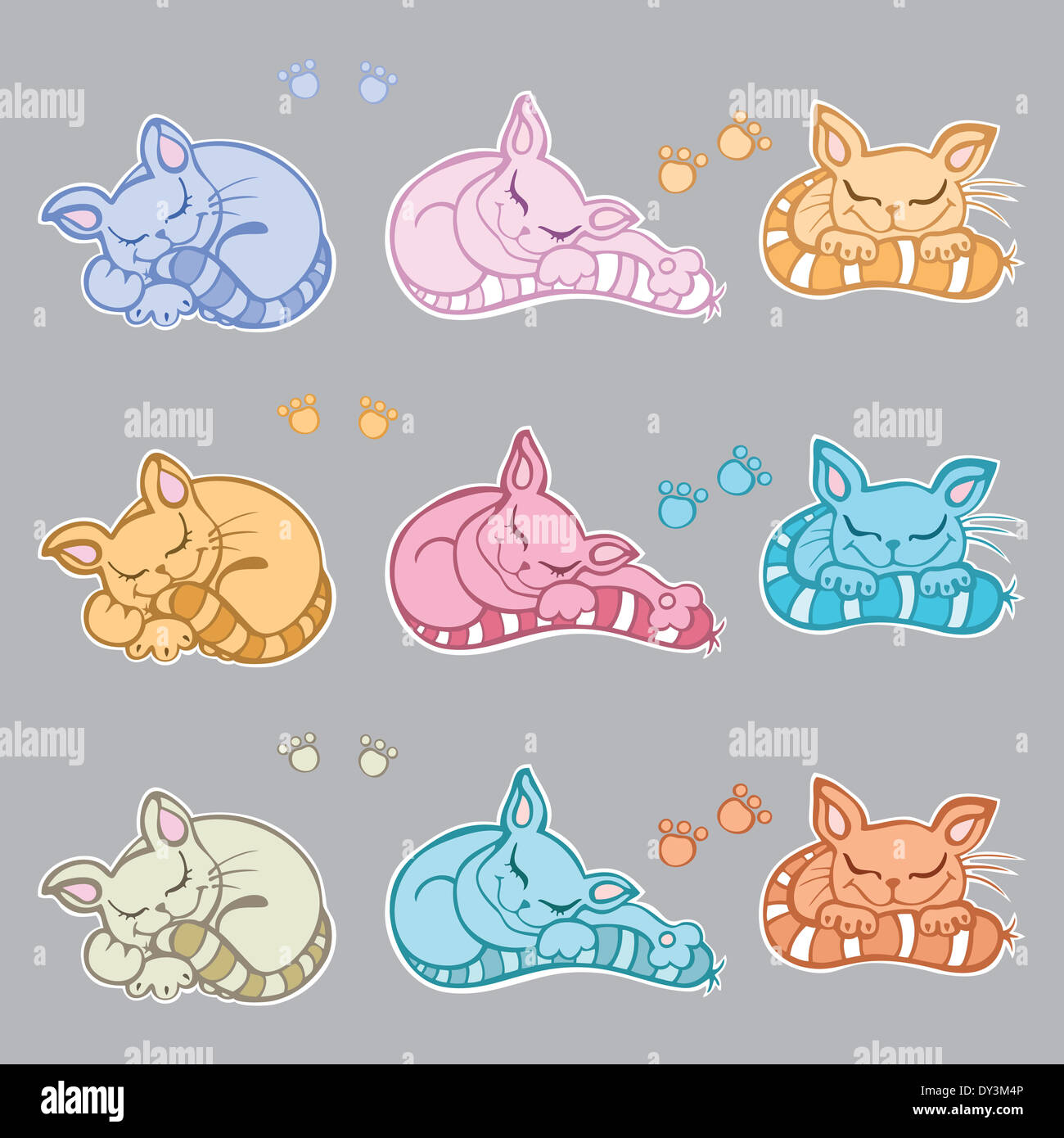 Cute Sleeping cats. Hand Drawn Vector illustration Stock Photo - Alamy