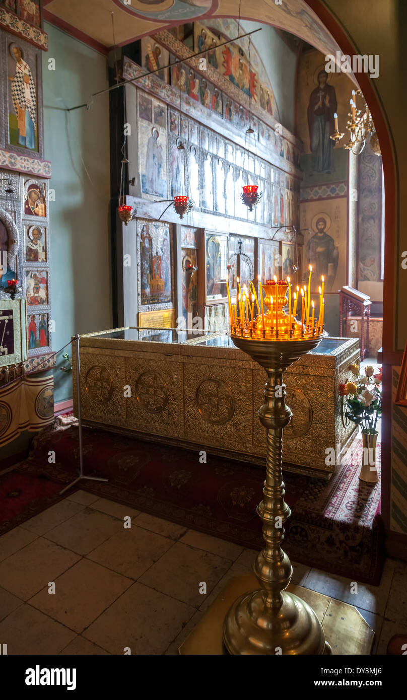 Interior of the St. Sophia Cathedral in Veliky Novgorod, Russia Stock Photo