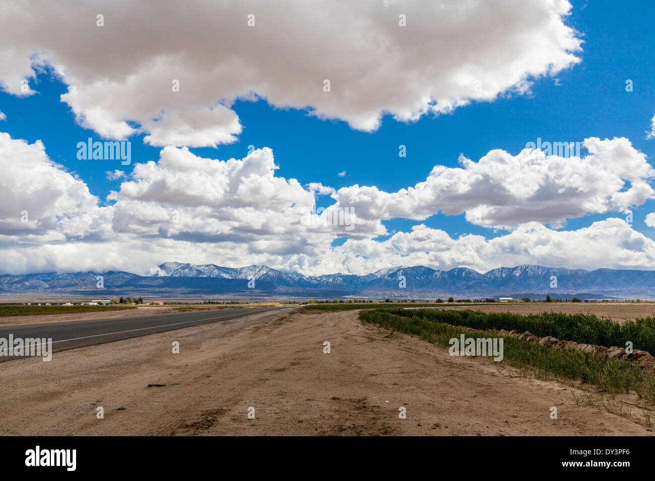 A view of the San Gabriel Mountains of California from the Antelope Valley. Stock Photo