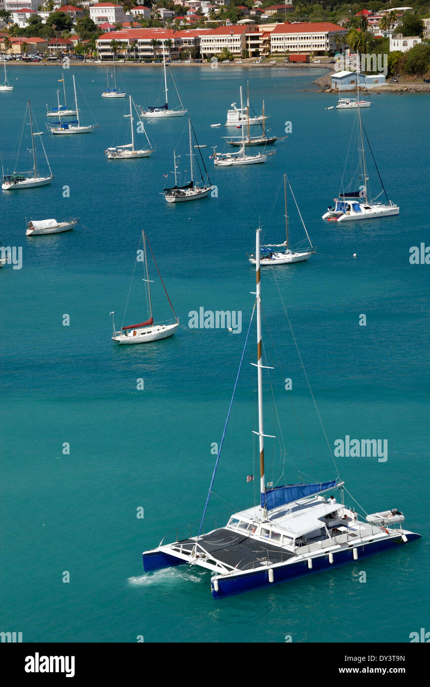 A picturesque view of a catamaran at St. Thomas, Virgin Islands Stock
