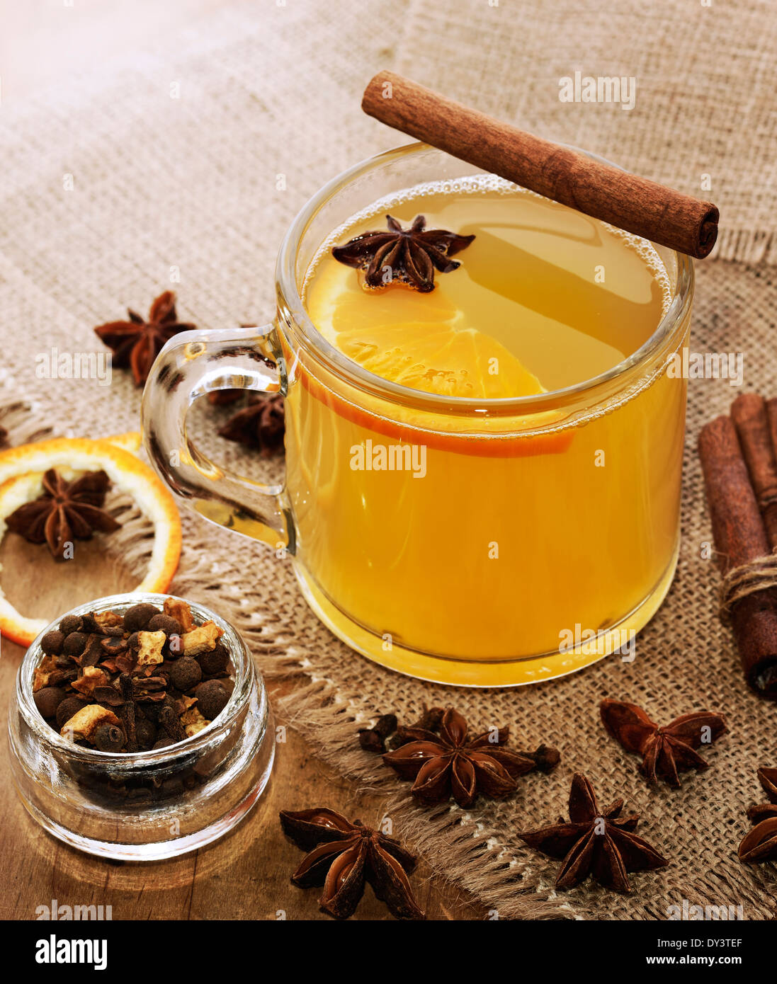 Hot Apple Cider With Spices Stock Photo