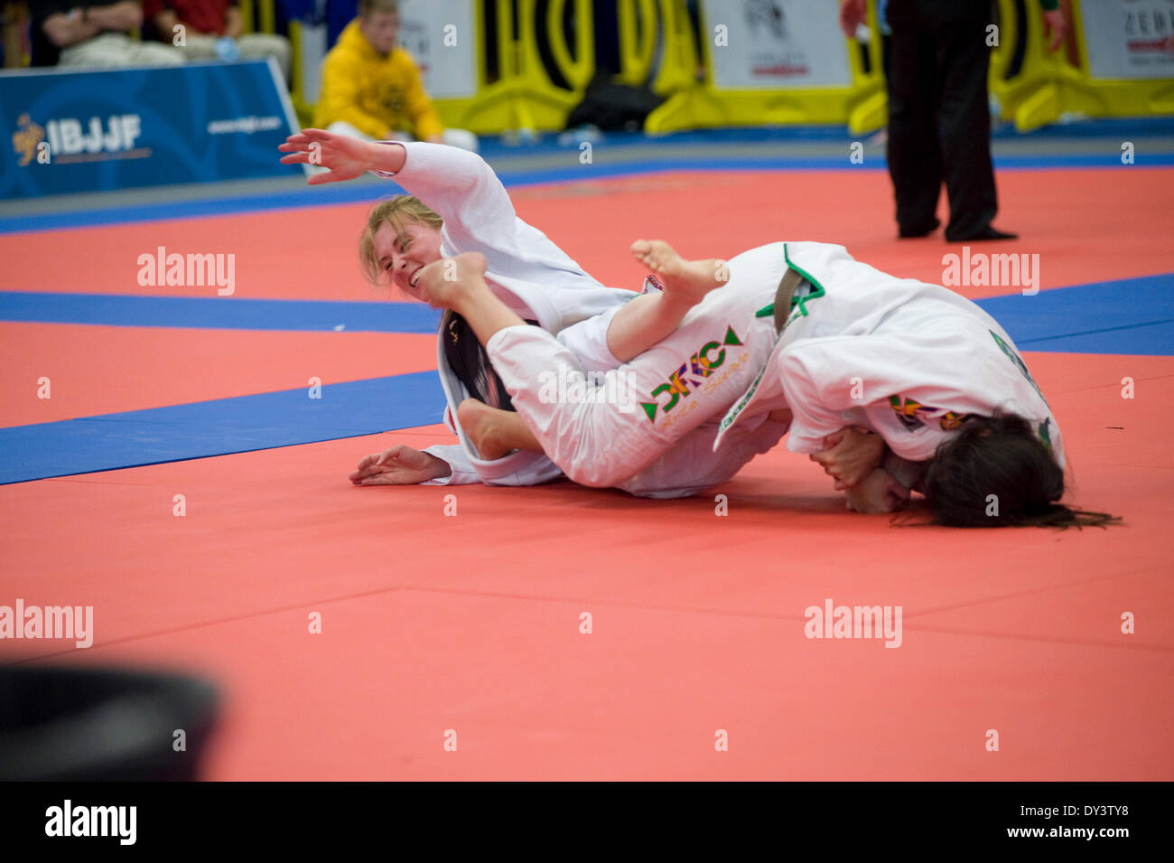 Boston, USA. 05th Apr, 2014. IBJJ Boston Open Brazilian Jutitsu Tournament  Held at Umass Boston University Campus.  Women's brown belt division Credit:  Eric Fowke/Alamy Live News Stock Photo