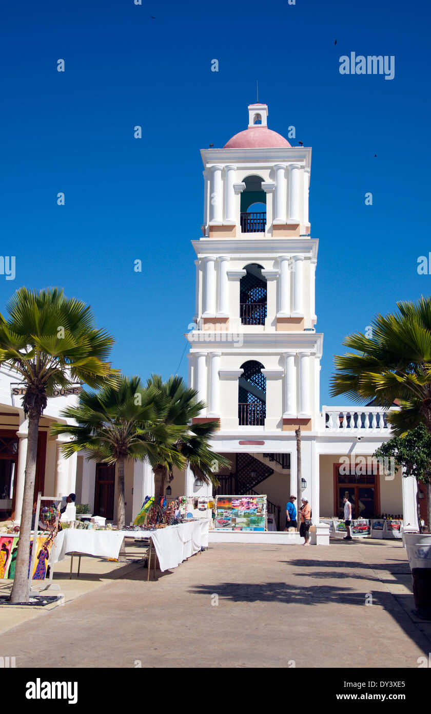 Mock colonial village with copy of Manaca Iznaga Tower Pueblo Estrella Cayo Santa Maria Cuba Stock Photo