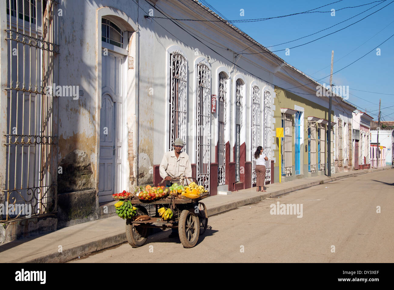 Mobile fruit and vegetable seller back street Remedios Cuba Stock Photo