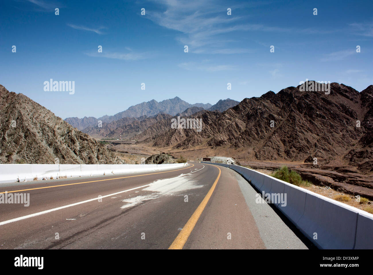 Mountainous road in Fujairah, UAE Stock Photo