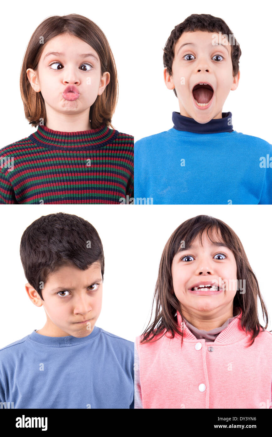 Several kids making funny faces Stock Photo - Alamy