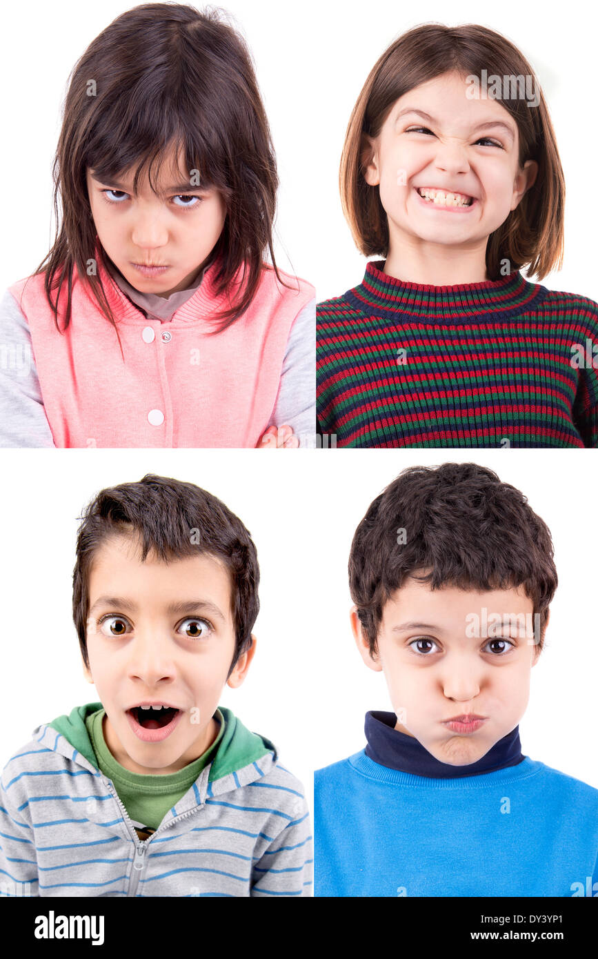 Several kids making funny faces Stock Photo - Alamy