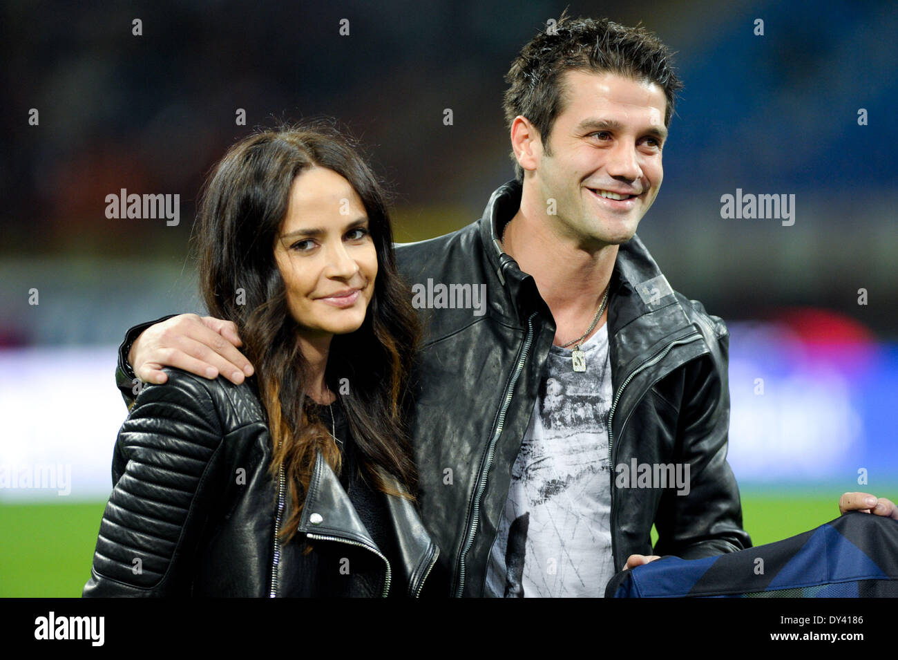 Milan, Italy. 5th Apr, 2014. Adelina Elisei, Chivu (Inter) during the