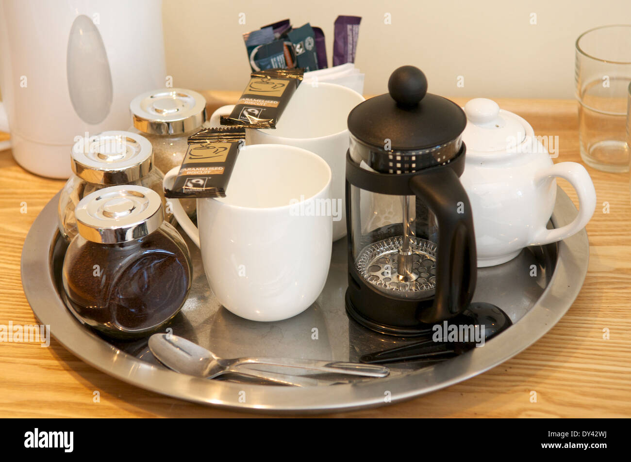 Tea and coffee tray in a B&B UK Stock Photo