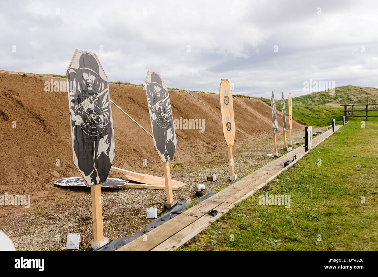 NATO standard rifle and sniper targets on a military firing range Stock Photo