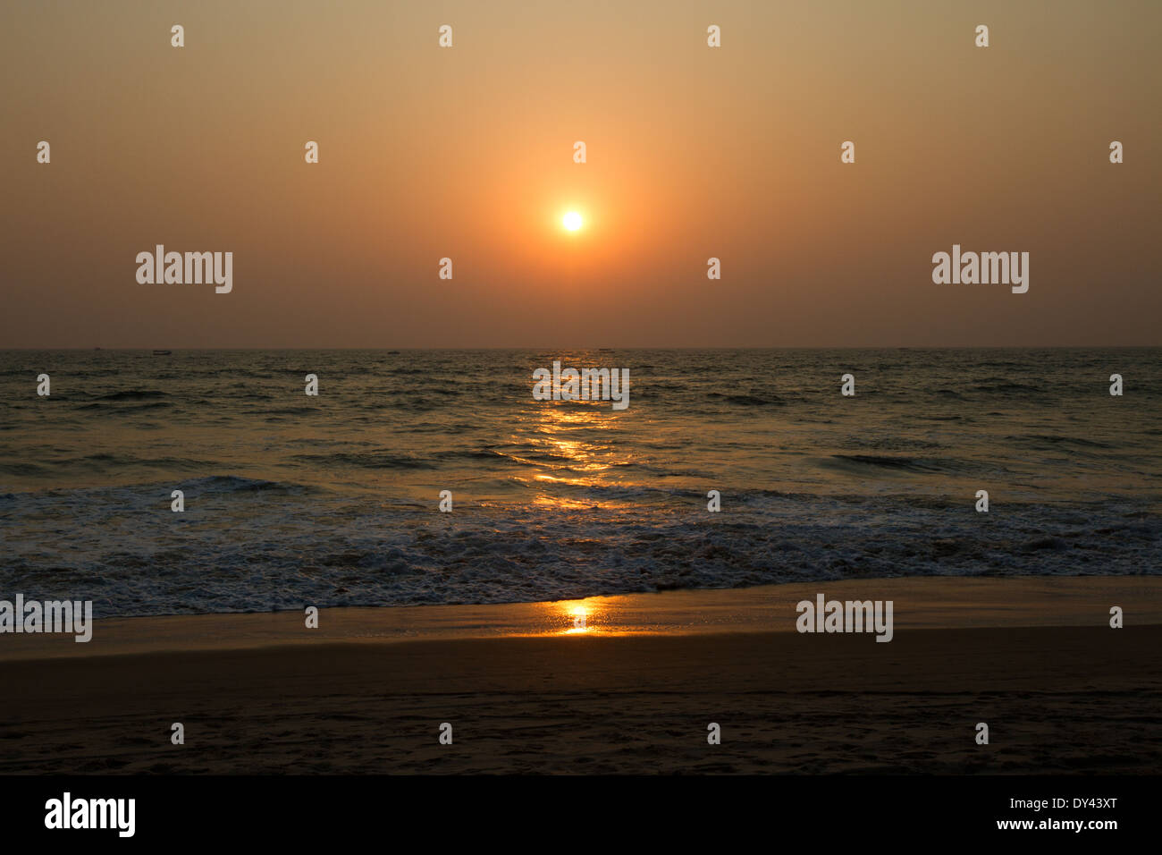Sunset on Majorda Beach, Goa, India Stock Photo