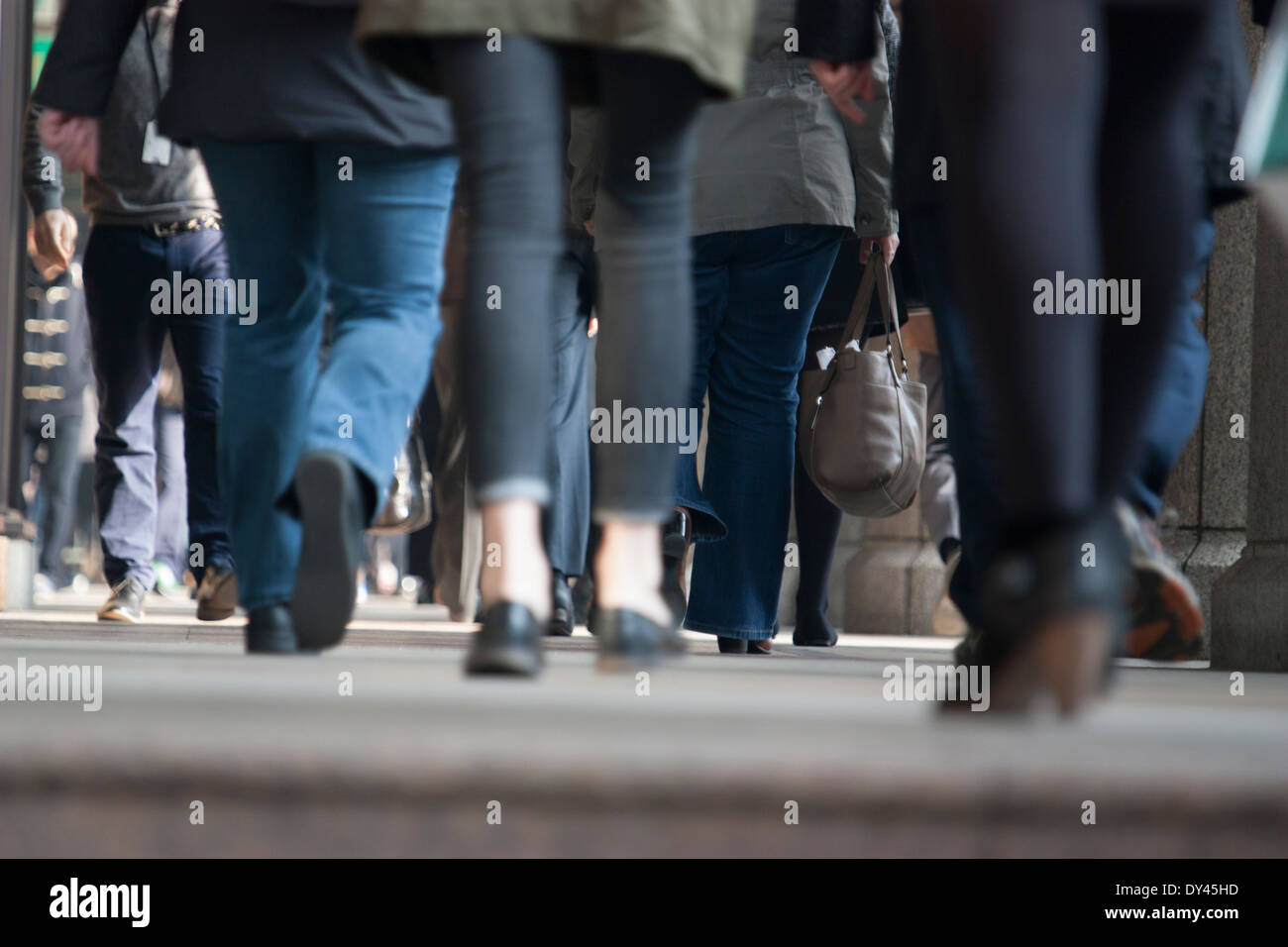 legs of city workers during morning rush hour London Stock Photo