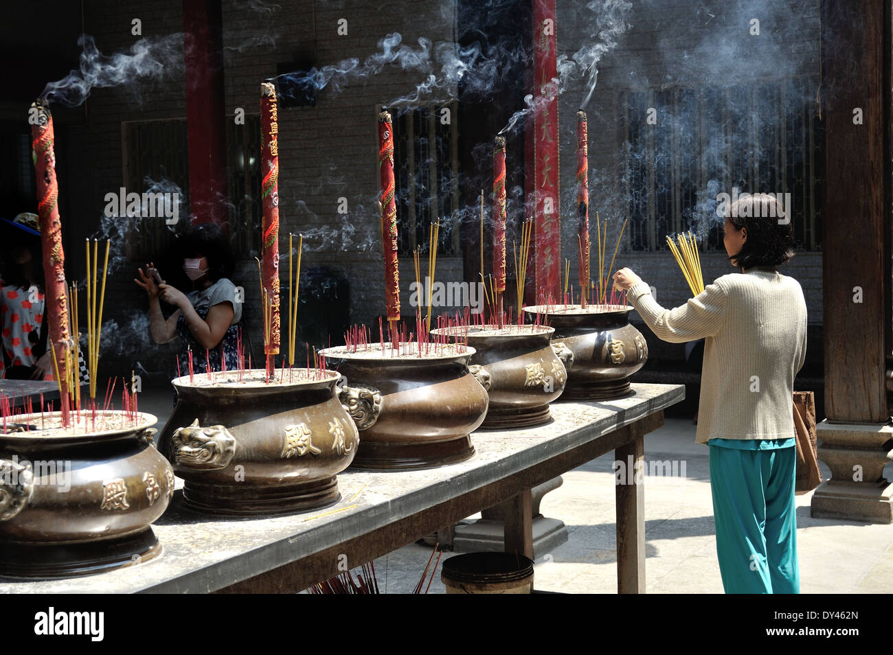 Incense burning in Thien Hau Temple Stock Photo
