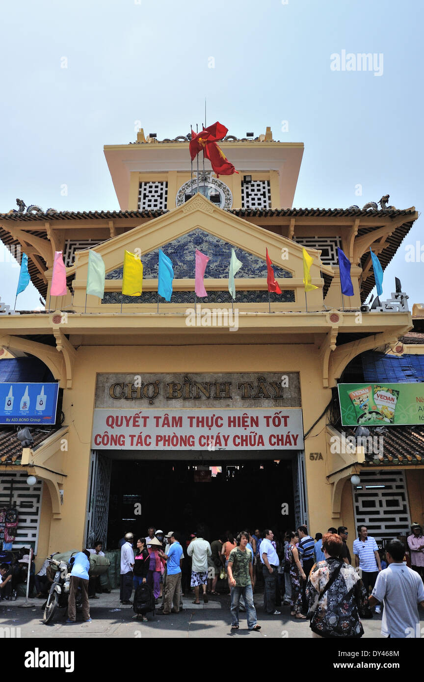 Entrance to Ben Thanh Market Saigon Stock Photo