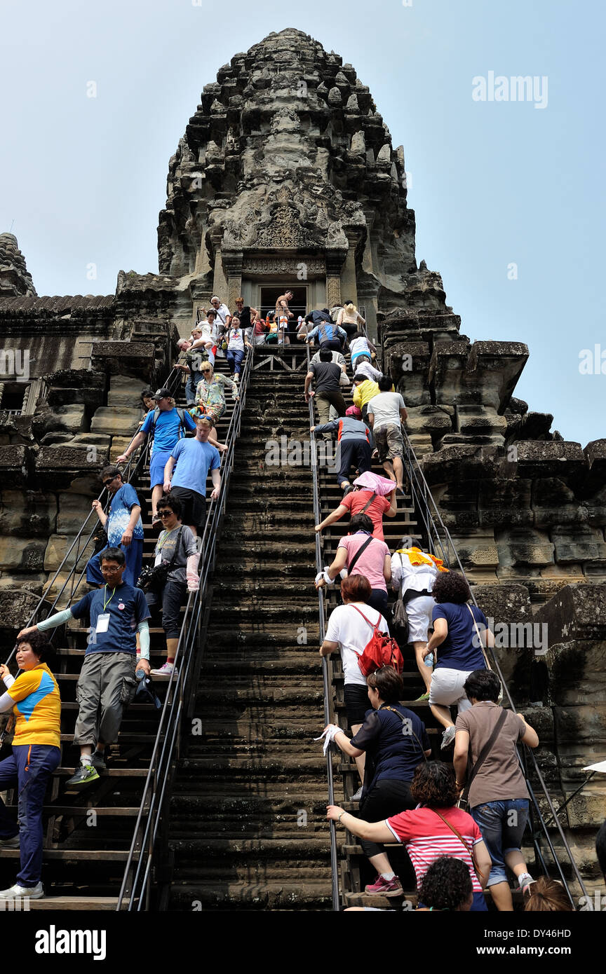 Tourists at Angkor Wat Cambodia Stock Photo