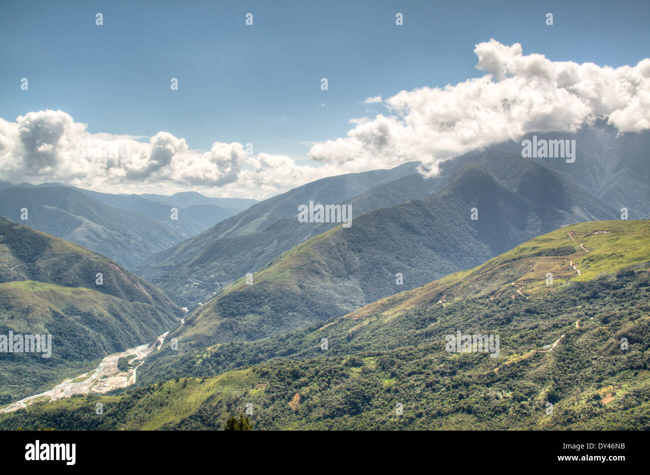 View over the valley of Coroico, Bolivia Stock Photo
