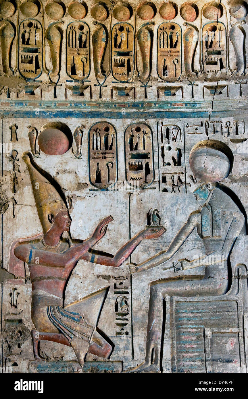 Temple of Ramses III at Medinet Habu: reliefs on the wall in the first ...