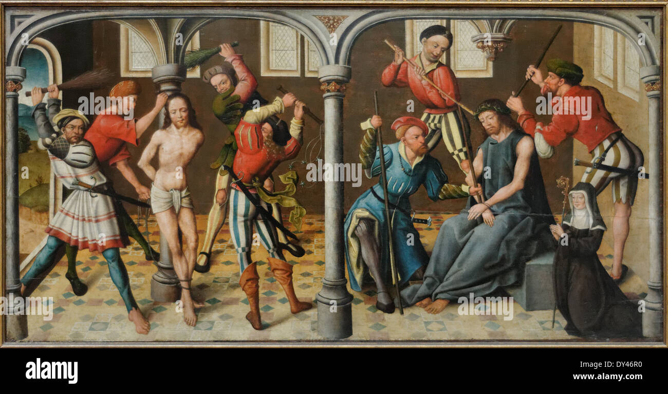 Meister von Cappenberg - The Scourging Christ and Crowning with Thorns- 1532 - XVI th Century - German School - Gemäldegalerie - Stock Photo