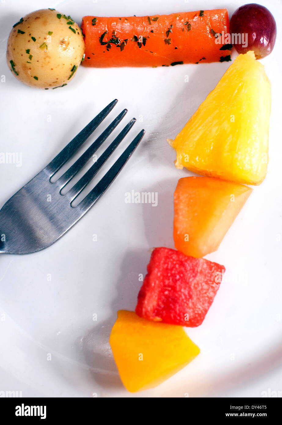 Experts now recommend seven portions of fruit and vegetables a day, London Stock Photo